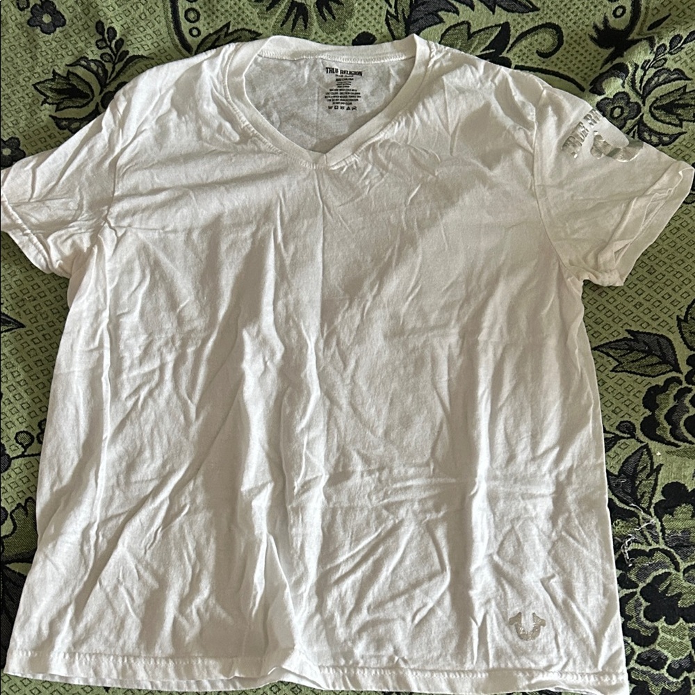 True Religion White V-Neck Tee